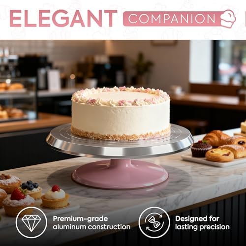 Riccle 12 Inch Pink Aluminum Alloy Revolving Cake Stand