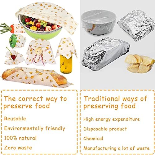 Beeswax Food Wrap (Set of 7) Sustainable Alternative to Aluminum Foil