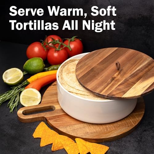 Tortillada - Tortilla Warmer Ceramic with Lid 9 Inch, Bread Warmer