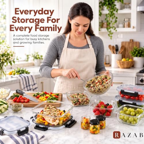 Razab 40-Piece Borosilicate Glass Food Storage Containers with Lids