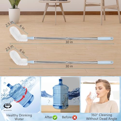 2-Pack 28’ Long Bottle Brush, 3 and 5 Gallon Bottle Cleaning Brush