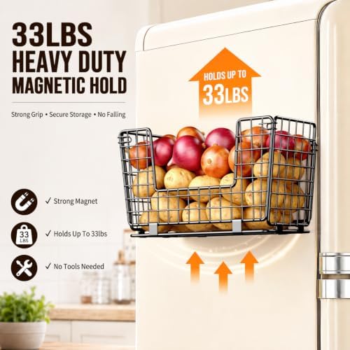 3-Pack Magnetic Shelf for Fridge, Fruit and Vegetable Organizer