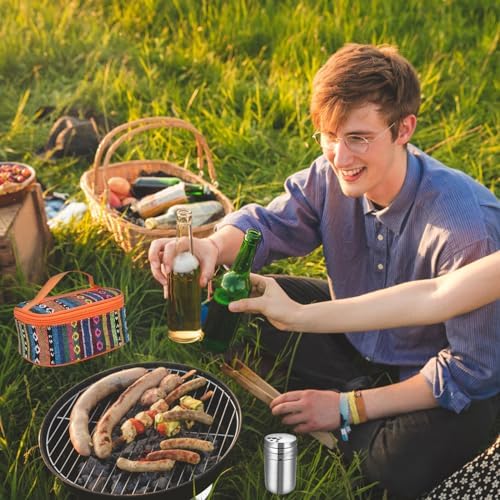 Camping Spice Kit, Salt and Pepper Shakers with Travel Bag, 6 Pc