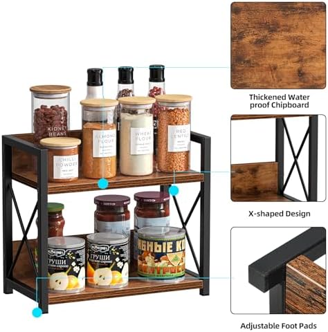 Giikin 2-Tier Countertop Shelf Organizer, Brown, S