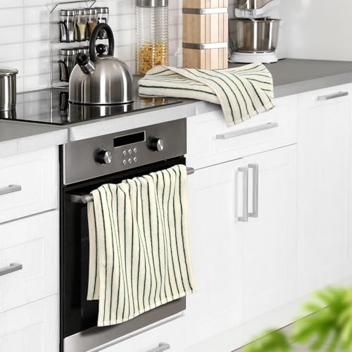 Jacquotha Green Striped Hand Towels for Kitchen, Vintage Bathroom