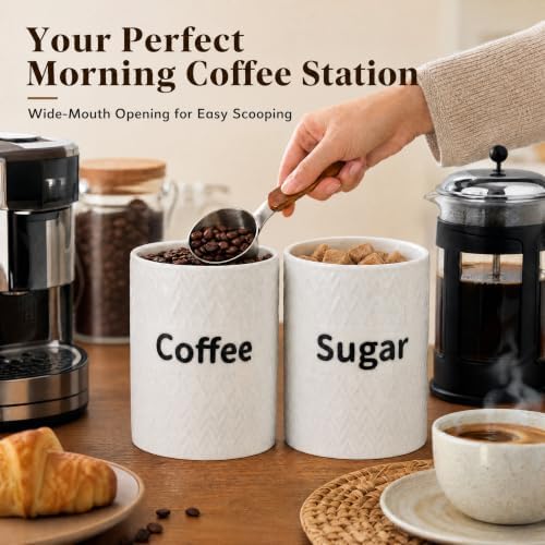 Peohud 3 Pack Ceramic Kitchen Canister Set, 29oz Airtight Food Storage