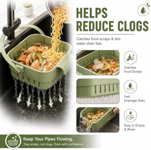 2Pack Multifunctional Hanging Sink Drain Basket for Kitchen, 2-in-1