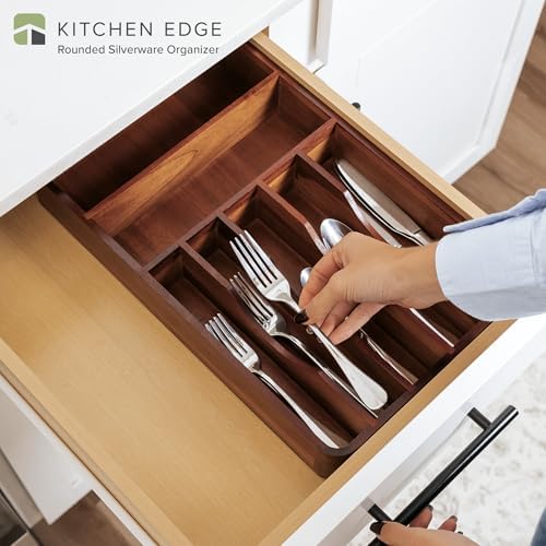 KitchenEdge Acacia Silverware and Utensil Organizer, 10.5 Inch