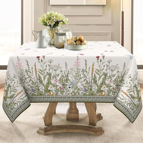 Square Tablecloth 70 x 70 Inch, Stain Resistant Wrinkle Free Card