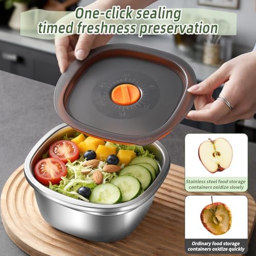 Tanjiae 3-Pack 50 oz Large Stainless Steel Salad Bowl To Go for Lunch