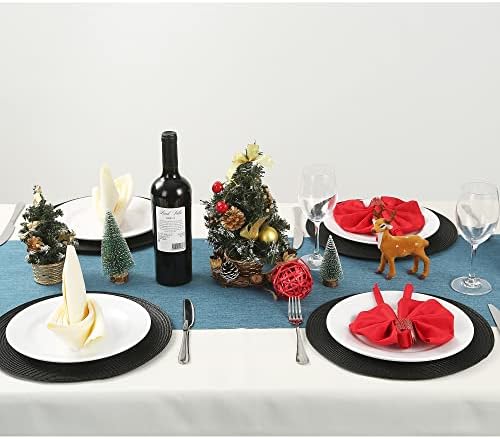 Round Braided Placemats Set of 6, 12.6 Inch Small Circle Place Mats