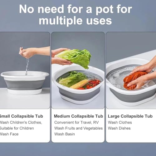 3-piece folding washbasin set, foldable dishwasher basin, space-saving