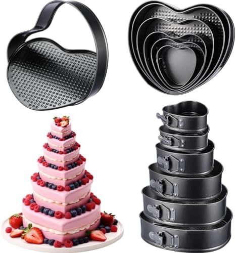Zhehao 6 Pcs Heart Shaped Cake Pans Heart Springform Cake Mold