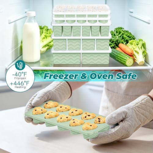 Silicone Freezer Molds for Food, 5-Pack with Steel Rim for Meal Prep