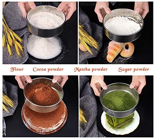 2 Pack Flour Sifter,Stainless Steel Fine Mesh Strainers Flour Sieve,60