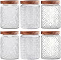 Vintage Glass Jars with Wooden Lids, 6 Pack 24 oz Airtight Glass Food