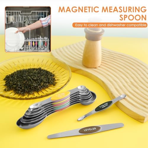 Magnetic Measuring Spoons Stainless Steel Double Sided Teaspoon Easy