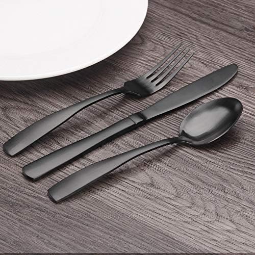 Matte Black Silverware Set, Bysta 20-Piece Stainless Steel Flatware