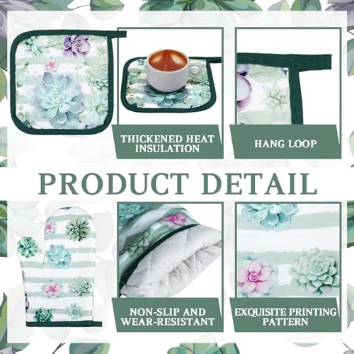 Bencailor 6 Pcs Kitchen Towels Pot Holders and Oven Mitt Set