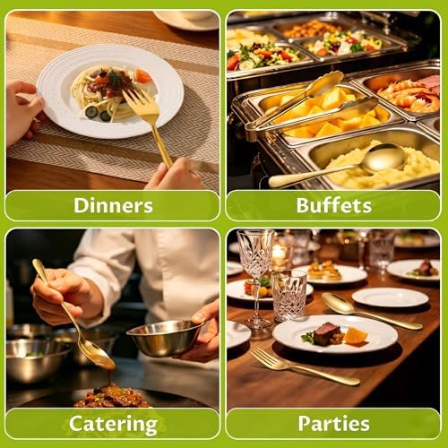 11PCS Stainless Steel Gold Serving Utensils, 8.7''Serving