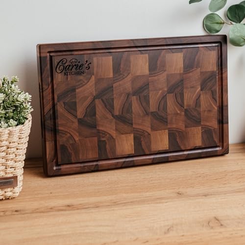 GrainWoods Walnut End Grain Cutting Board, 16 x 10 x 2 Inches