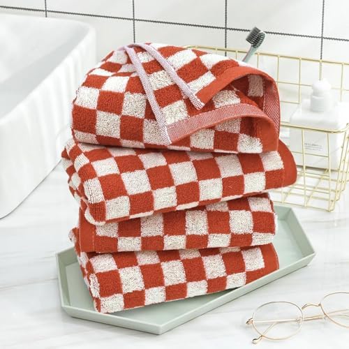 Checkered Hand Towel (13x29 Inches) - Fall Kitchen Towels Pack of 4
