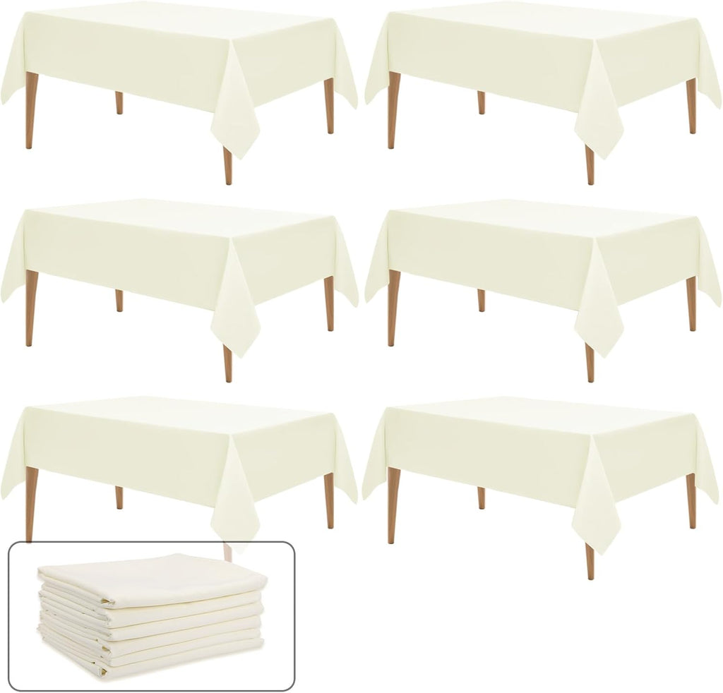 WIGENIUS 6 Pack Ivory Table Cloth Rectangle 60X102 Inch Tablecloth Fit