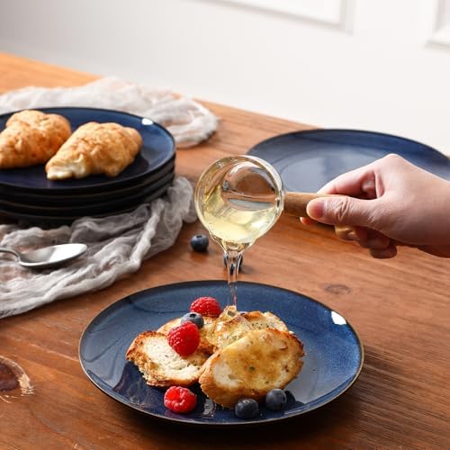 vicrays Ceramic Round Plates Set of 6 - Porcelain 8 inch Dinner Plates