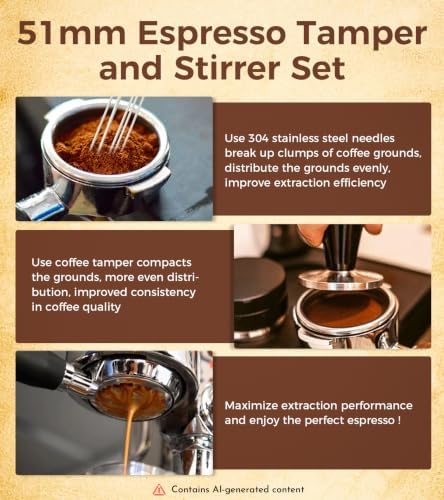51mm Espresso Tamper & Distributor Kit, Stirrer Espresso Distribution