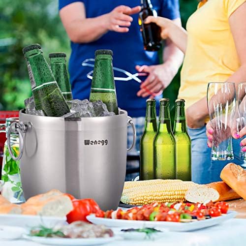 Ice Bucket with Lid, Scoop, Tongs and Strainer - Well Made Insulated