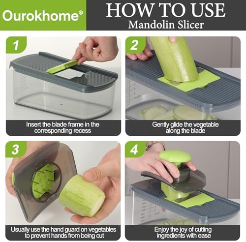 Ourokhome 10-in-1 Mandolin Slicer with Spiralizer
