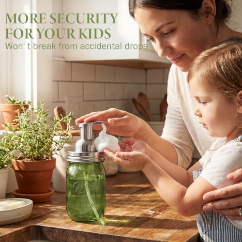 Amolliar Plastic Mason Jar Foaming Soap Dispenser Pump Lid