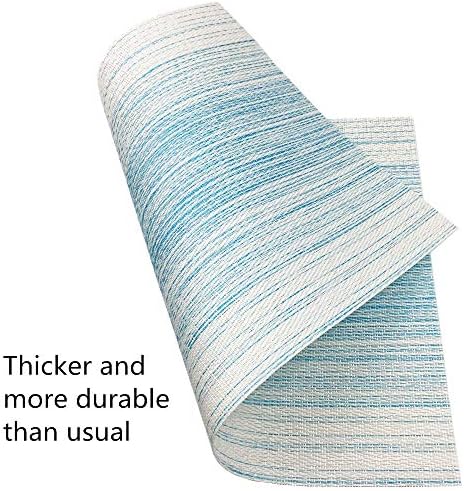 WAZAIGUR Placemats Set of 4, Woven Vinyl Table Placemats, Blue with
