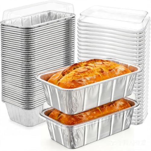 30 Pack 2Lb Disposable Aluminum Loaf Pans with Chear Lids