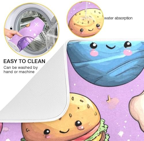 OTVEE Cosmic Snack Pattern Dish Drying Mat for Kitchen Counter