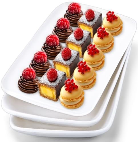 Set Of 6 10 Inch White Rectangular Serving Plates