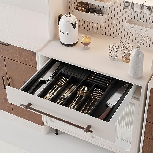 Utensil Organizer Silverware Tray for Drawer - Bamboo Knife Drawer
