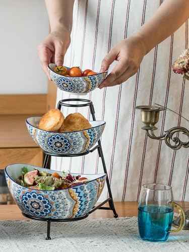 YHOSSEUN 3 Tier Serving Bowls, Serving Dishes for Entertaining Porcelain