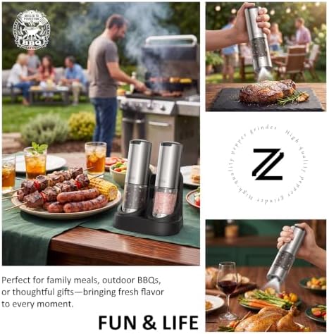 Electric Rechargeable Salt and Pepper Grinder Set, 95ml