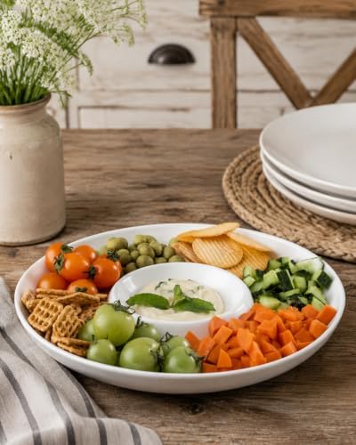 LAUCHUH Chip & Dip Serving Set of 1, Porcelain Divided Serving