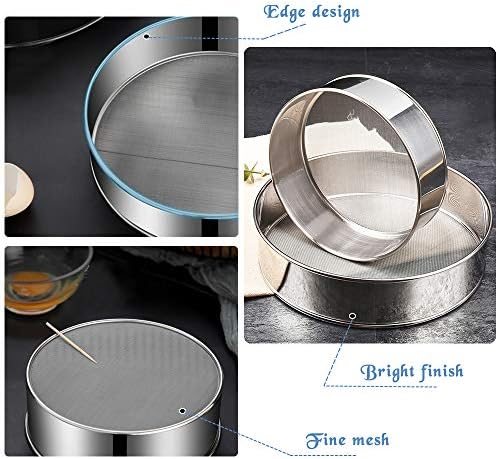 2 Pack Flour Sifter,Stainless Steel Fine Mesh Strainers Flour Sieve,60