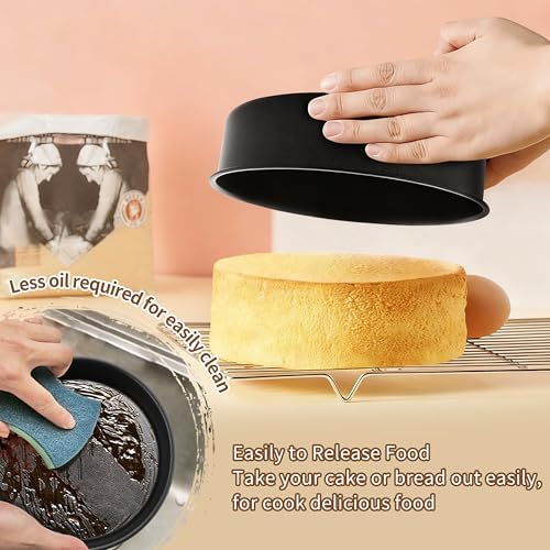 P&P CHEF 7 Inch Cake Pan Set of 3, Non-Stick Round Cake Pans