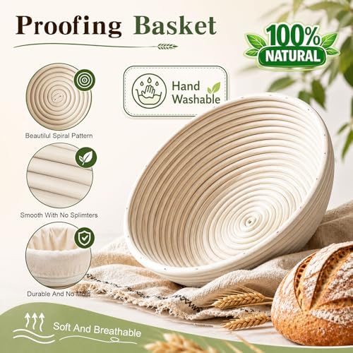 Sourdough Starter Kit, 47-Piece Set with Round & Oval Baskets