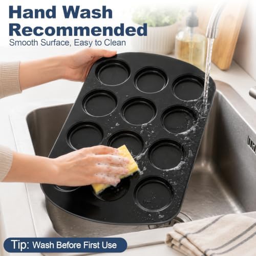 UWILLION Muffin Top Pan, 12 Cavity Nonstick Shallow Cupcake Pan