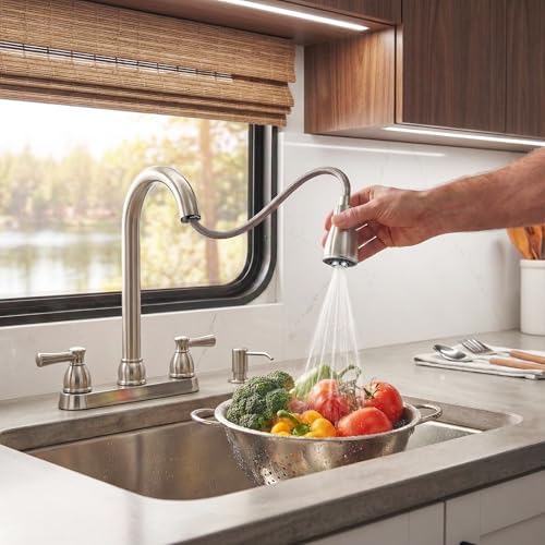 Dura Faucet DF-PK350L-SN RV Pull-Down Kitchen Faucet, Satin Nickel