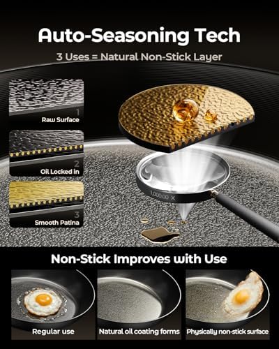 2-Piece Auto-Seasoning Carbon Steel Pan Set 10 & 12 Inch, Deep