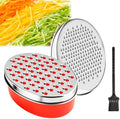 Cheese Grater with Container, Red Stainless Steel Zester for Parmesan