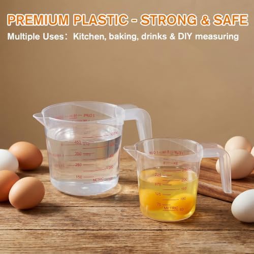 2 Pack Measuring Cups Set, Plastic Liquid Measuring Cups: 250ml