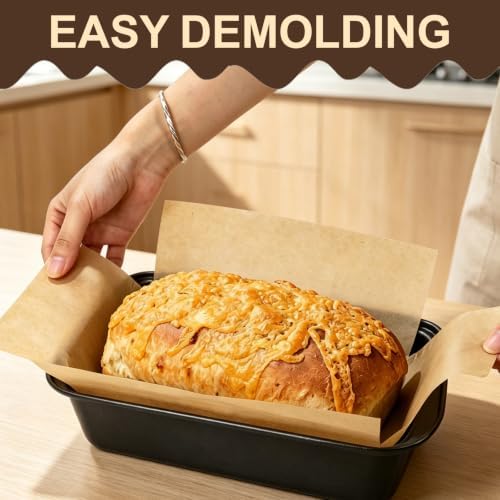 3 Pack Nonstick Loaf Pan Set with 100 Parchment Liners