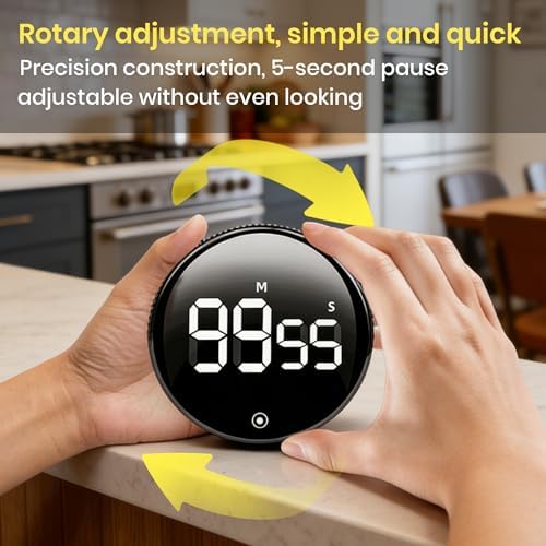 Digital Twist Kitchen Timer, Large LED Display, Black+Purple